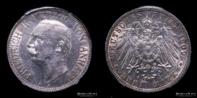 Anhalt-Dessau. Friederich II. 3 Mark 1909 A. KM29