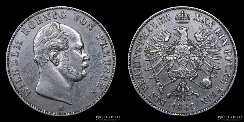 Estados Alemanes. Reino de Prusia. Wilhelm I (1861-1888) 1 Thaler 1861 A. AG.900...