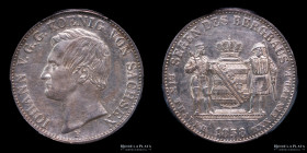 Saxony. Johann. 1 Ausbeutevereinsthaler 1858 F. KM1199