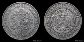 Alemania. Weimar. 5 Reichsmarks 1932 A. KM 56