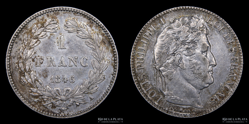 Francia. Louis Philippe I (1830-1848) 1 Franc 1846 A. AG.900; 23mm; 5.02g. KM748...