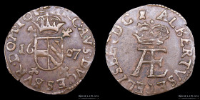 Paises Bajos Españoles. Albert and Isabella. 2 Penning 1607. KM29