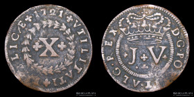 Portugal. Joao V. X Reis 1721. KM191