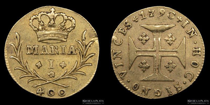 Portugal. María I. 400 Reis 1790. AU.917; 13mm; 0.89g. KM291 (XF)
Estimate: USD...