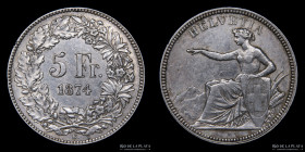 Switzerland. 5 Francs 1874 B. KM11