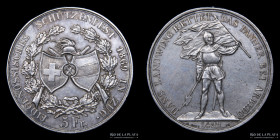 Switzerland. 5 Francs 1869. Festival de Tiro de Zug. XS10