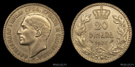 Yugoslavia. Alexander I. 20 Dinara 1925. KM7