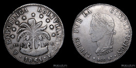 Bolivia. 8 Soles 1861 FJ. Bolivar curvo. KM138.6