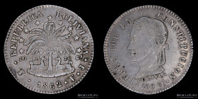 Bolivia. 2 Soles 1862/1 FJ. KM135.2
