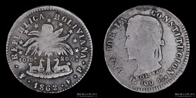 Bolivia. 2 Soles 1862 FP. KM135.2