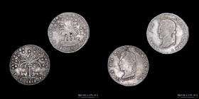 Bolivia. 1 Sol 1858/7 y 1859 con V invertidas. Lote x2