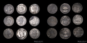 Bolivia. 1 Sol 1858 a 1863. Lote x9. Variedades a estudiar