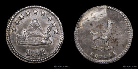 Bolivia. 1/4 Sol 1852. Llama macho. Deslaminado. KM111