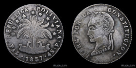 Bolivia. 4 Soles 1857 P. La Paz Mint. KM130