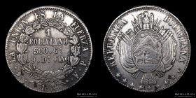 Bolivia. 1 Boliviano 1864 FP. Estrellas separadas. KM152.1