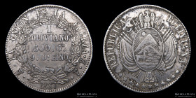Bolivia. 1 Boliviano 1867 FE. 11 estrellas. KM152.2