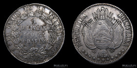 Bolivia. 1 Boliviano 1868 FP. 11 estrellas. KM152.2