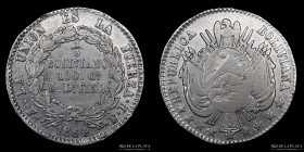 Bolivia. 1/5 Boliviano 1864 FP. KM151.1