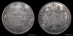 Bolivia. 1/5 Boliviano 1866/5 FP KM151.2
