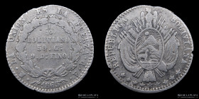 Bolivia. 1/10 Boliviano 1865/4 FP KM150