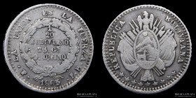 Bolivia. 1/20 Boliviano 1865/4 FP KM149