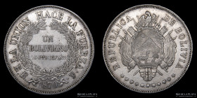 Bolivia. 1 Boliviano 1870 ER. Variante. KM155.3