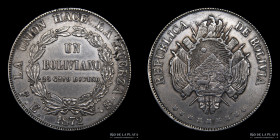 Bolivia. 1 Boliviano 1872 FE. KM155.4