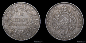 Bolivia. 1 Boliviano 1872 FE. L/B en REPUB. KM155.4