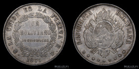 Bolivia. 1 Boliviano 1875 FE. KM160.1
