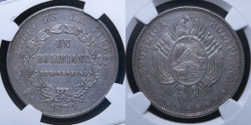 Bolivia. 1 Boliviano 1879 FE. KM160.2