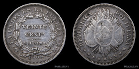 Bolivia. 20 Centavos 1904 MM. KM159.2