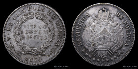 Bolivia. 10 Centavos 1870 ER. Error UION. KM153.1