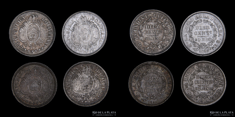 Bolivia. 10 Centavos 1891 a 1900. Lote x4. Alto grado (AU y UNC)
Estimate: USD ...