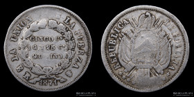 Bolivia. 5 Centavos 1871 ER. Cuño debil. KM156.1