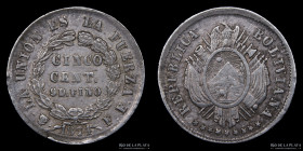 Bolivia. 5 Centavos 1874 ER. KM157.1