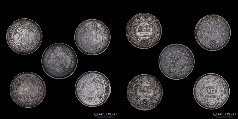 Bolivia. 5 Centavos 1890 a 1895. Lote x5. KM157
Estimate: USD 50-100