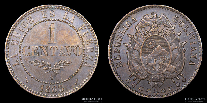 Chile. 1 Centavos 1883. CU; 24.0mm; 4.98g. KM167 (XF+)
Estimate: USD 40-80