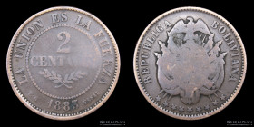 Bolivia. 2 Centavo 1883. Ensayo. KME4