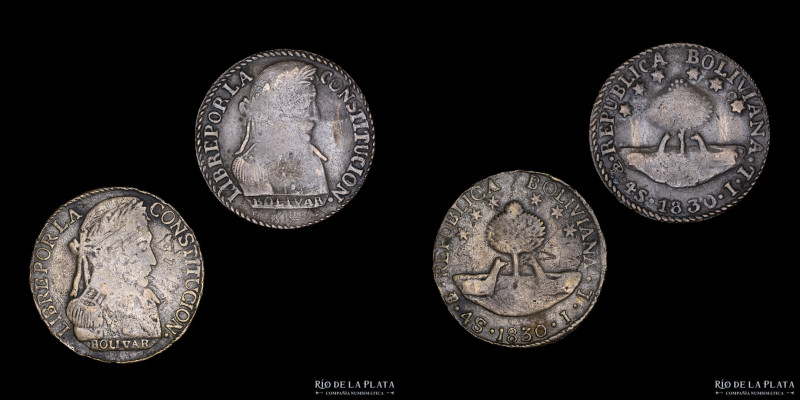 Bolivia. Lote x2. Falsas de época. 4 Soles 1830. A estudiar
Estimate: USD 30-60...