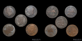 Bolivia. Lote x5. Falsas de epoca. 4 Soles. Cobre. A estudiar