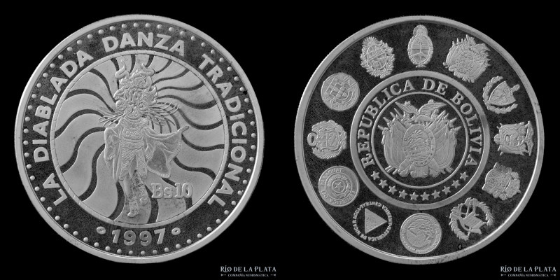 Bolivia. 10 Pesos Bolivianos 1997 (III Serie Iberoamericana) La Diablada danza t...