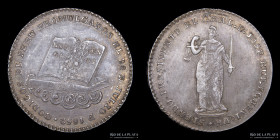 Peru. 2 Reales 1852. Proclama Constitucional. Plata