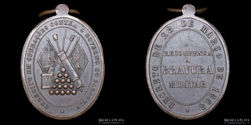 Brasil. Premio Militar. 1868 Guerra de la Triple Alianza. CU, 30x25mm; 15.30g. A...