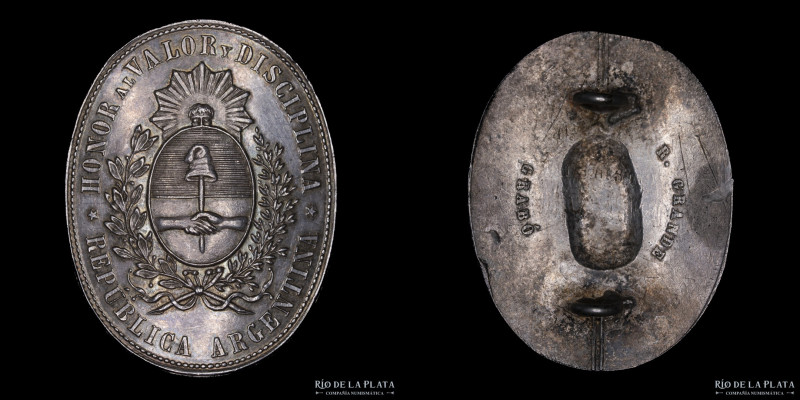 Argentina. Premio Militar 1872. Guerra Triple Alianza. Asalto de Curupaity. Plat...