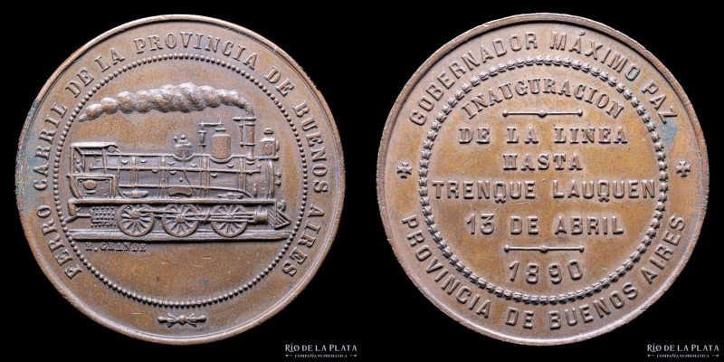 Buenos Aires. Ferrocarril Trenque Lauquen 1890. Grabador Rosario Grande. CU; 40....