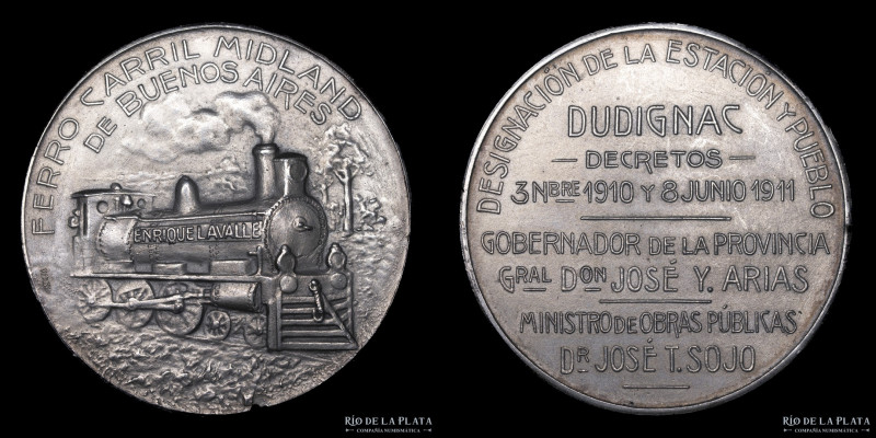 Argentina. Ferroviarias. 1911. FFCC Midland. Enrique Lavalle. Dudignac. AG; 50mm...
