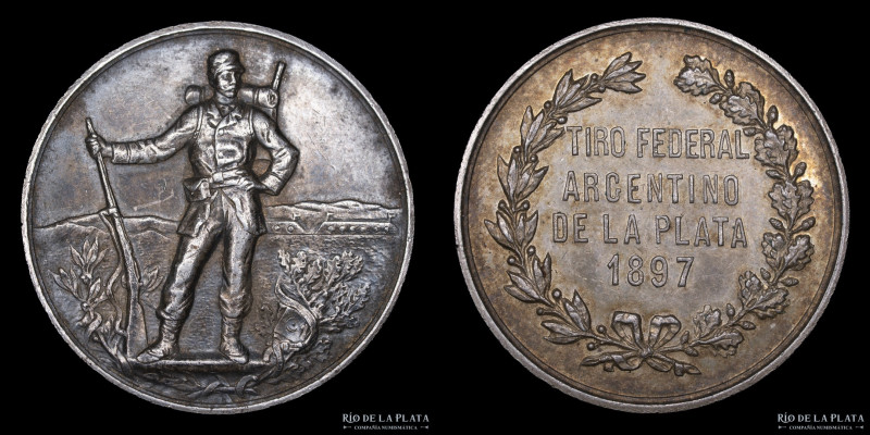 Argentina. Tiro. 1897. La Plata. Tiro Federal Argentino. AG.950; 31mm; 14.10g. (...