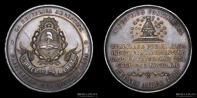 Argentina. 1882. Exposición Continental Buenos Aires, 1º Premio al Mérito. Graba...