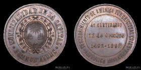 Argentina. 1892. 4to Centenario. Municipalidad de la Capital