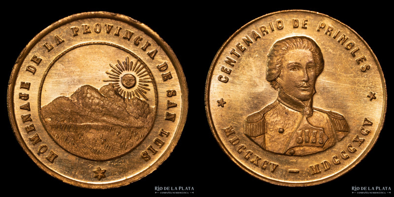 Argentina. 1895. Centenario del Coronel Pringles. Homenaje de la Provincia de Sa...